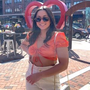 Cotton Candy La orange tie front and back silk top